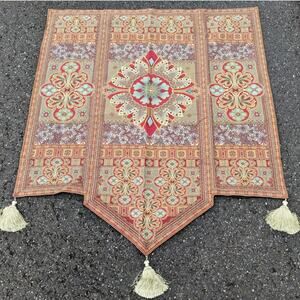 SALE Vintage 2005 Giant Woven MANDALA TAPESTRY TASSELS Riddle Home & Gift 52x58